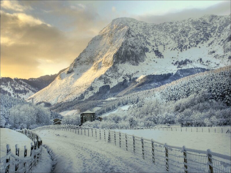Snowy mountain landscape