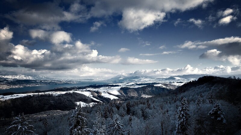 Snowy mountain landscape