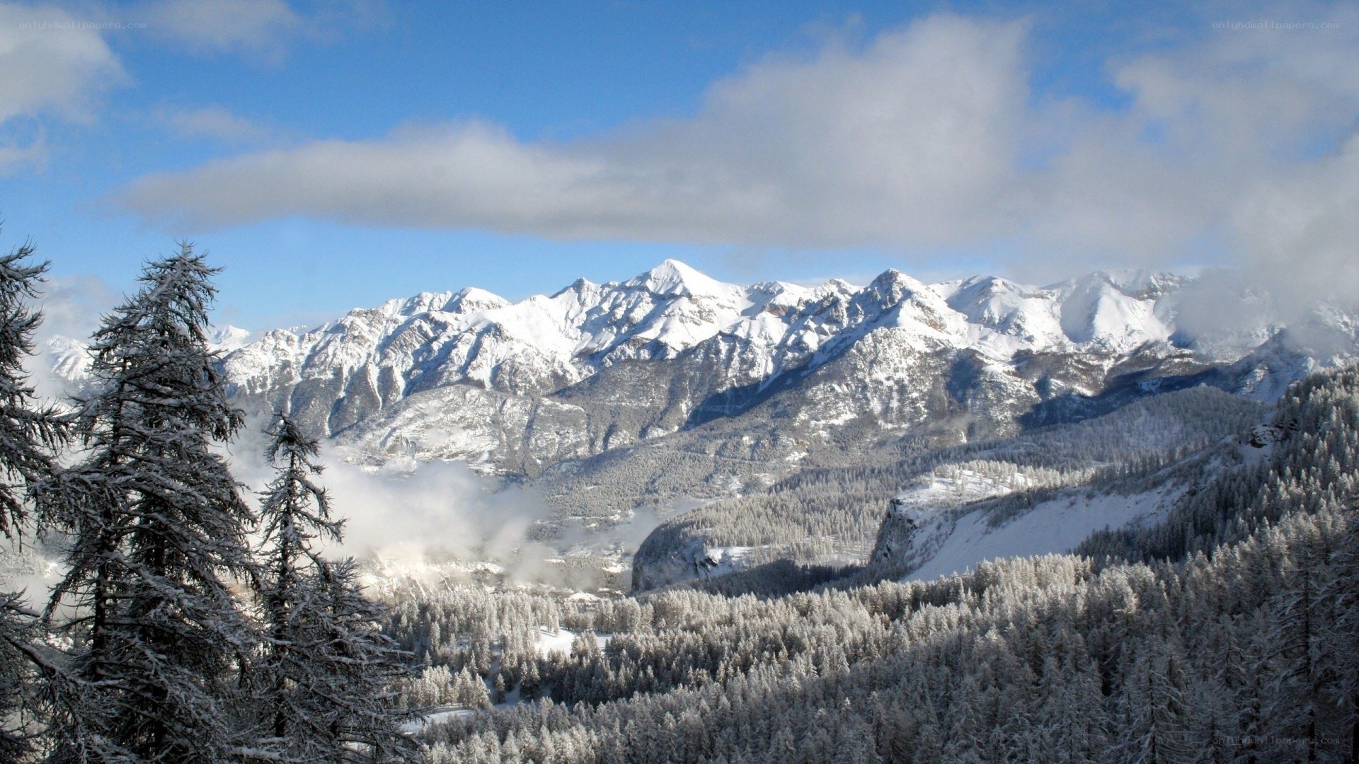 Snowy mountain landscape