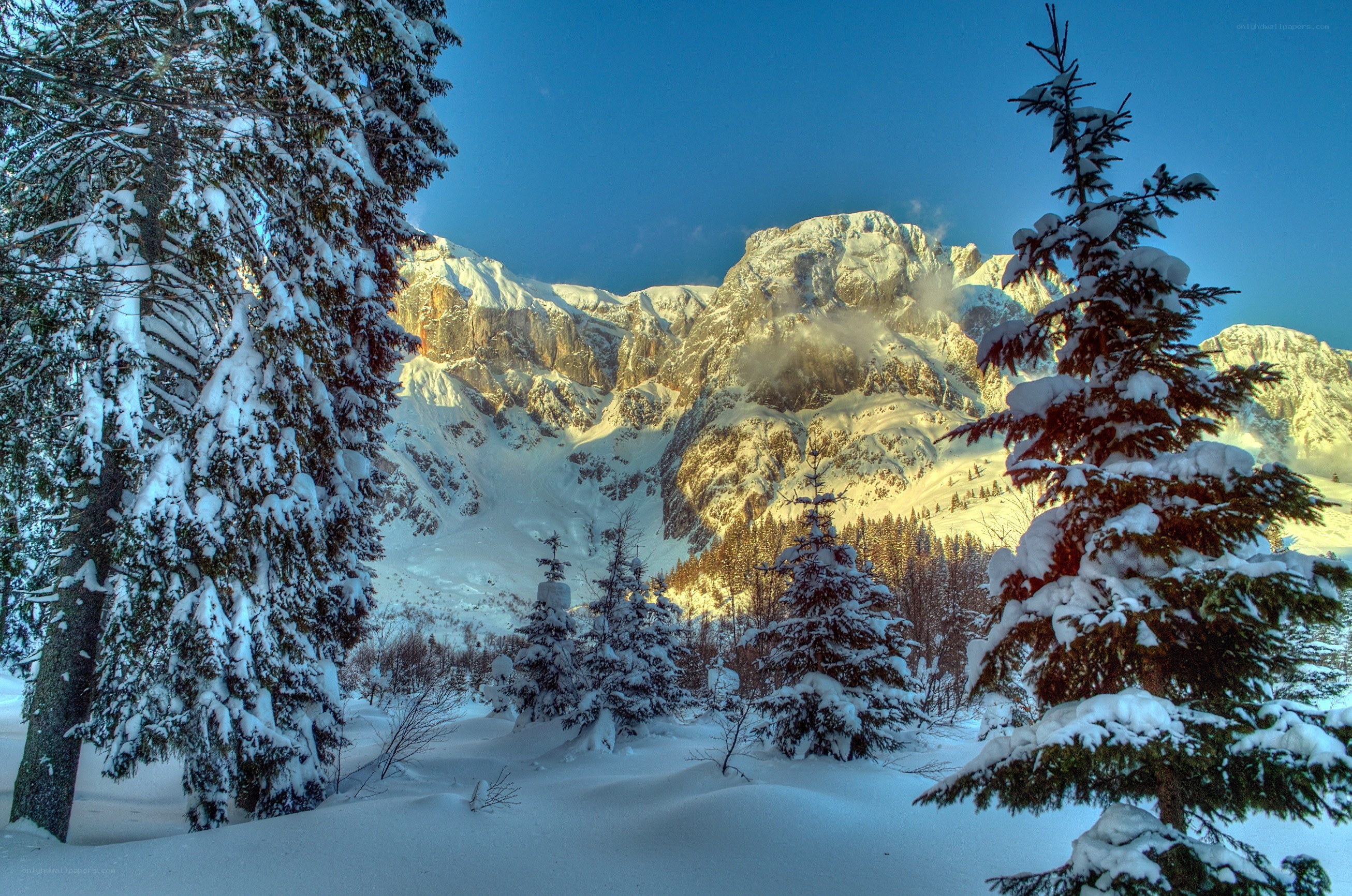 Snowy mountain landscape