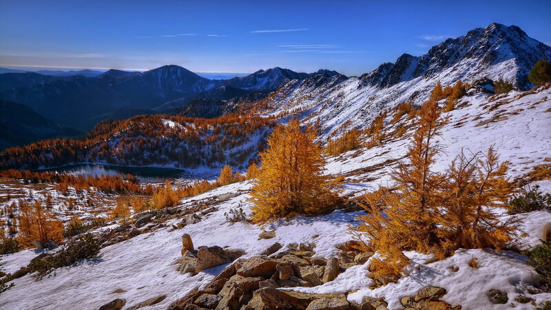 Snowy Mountain Landscape — Blue, Serene, Autumn