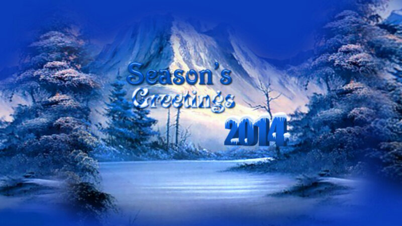 Snowy Mountain Landscape — Blue, Serene, Winter, Digital Art, Trees