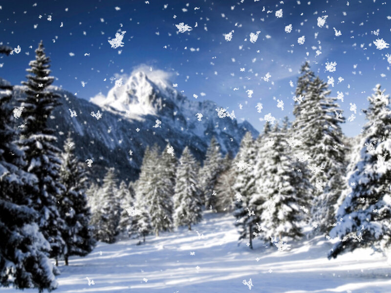 Snowy Mountain Landscape — Blue, Serene, Winter, Photograph