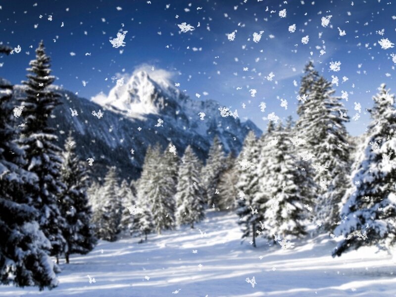 Snowy Mountain Landscape — Blue, Serene, Winter