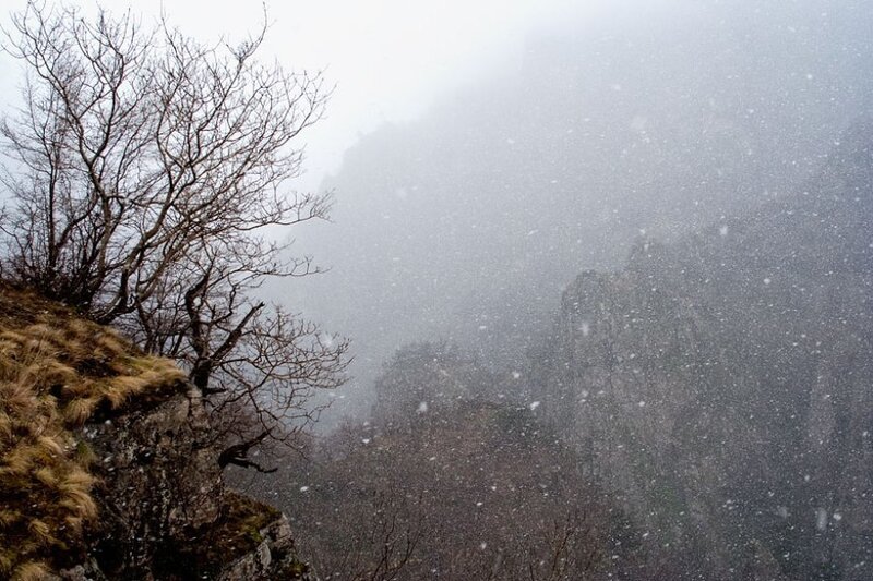 Snowy Mountain Landscape — Gray