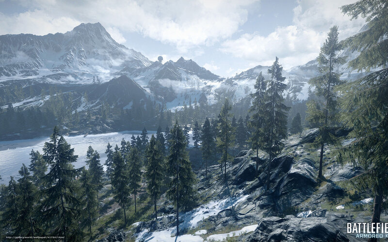 Snowy Mountain Landscape — Green