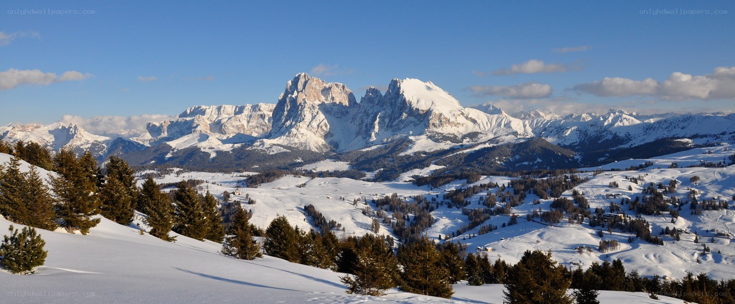 Snowy mountain landscape in Italy