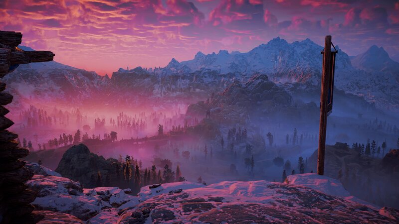 Snowy Mountain Landscape — Pink, Dramatic
