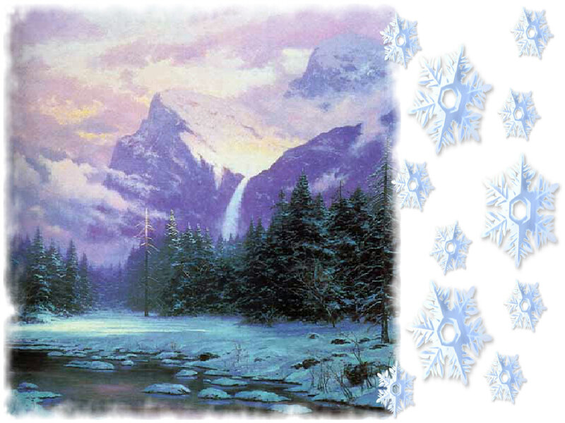 Snowy Mountain Landscape — Purple