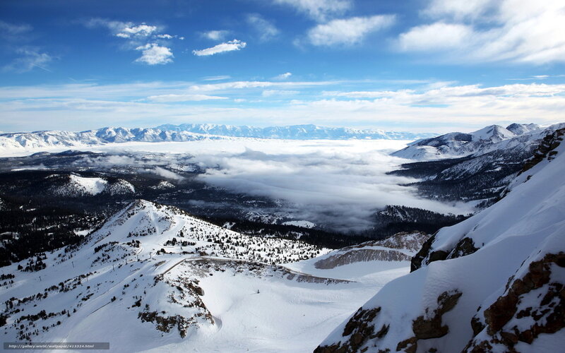 Snowy mountain landscape view