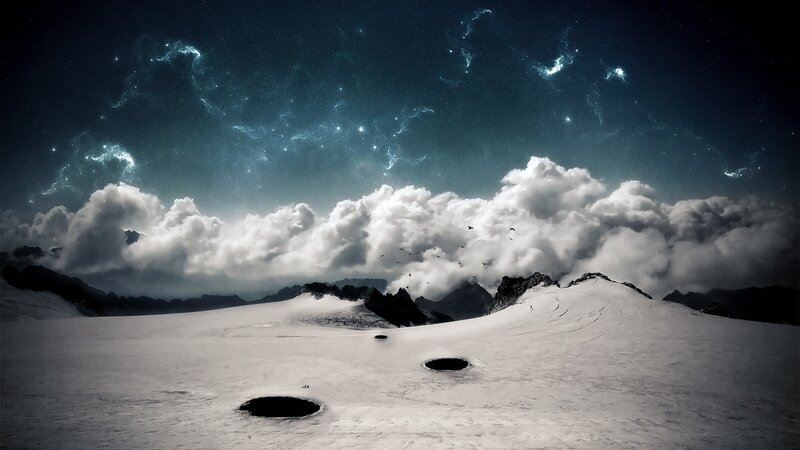 Snowy Mountain Landscape — White, Dramatic