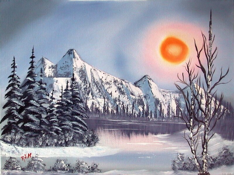 Snowy Mountain Landscape — White