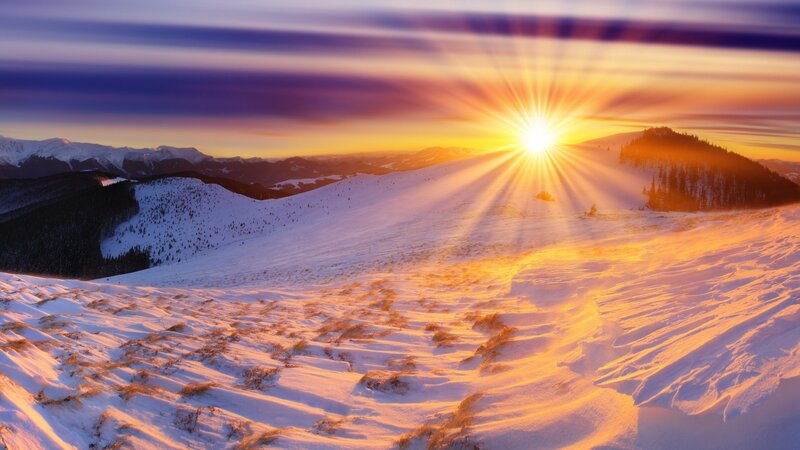 Snowy Mountain Landscape — Yellow