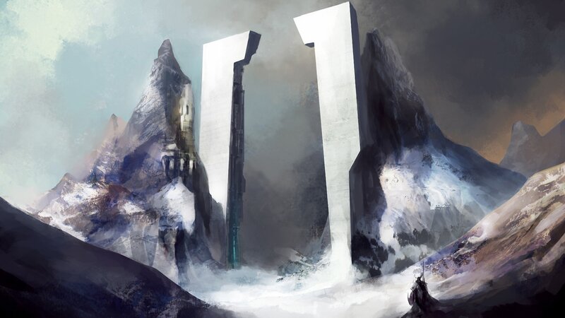 snowy mountain monoliths