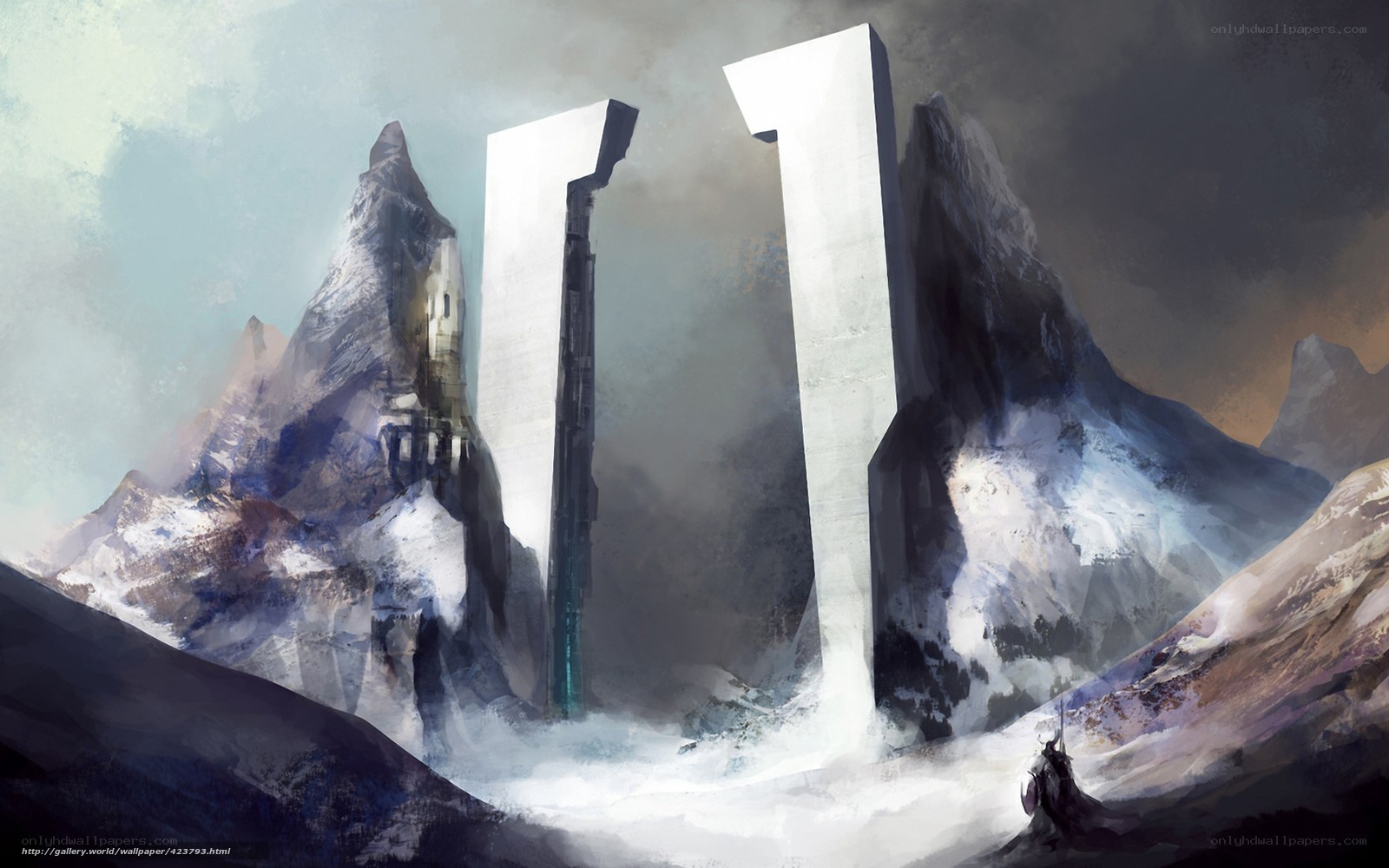 snowy mountain monoliths