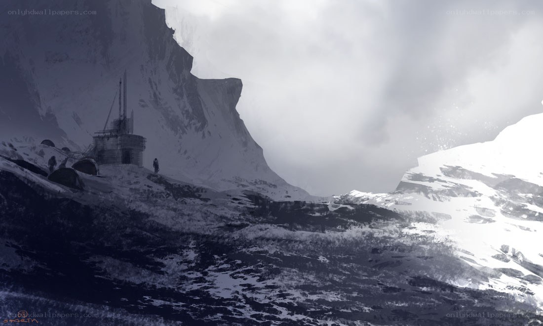Snowy mountain outpost