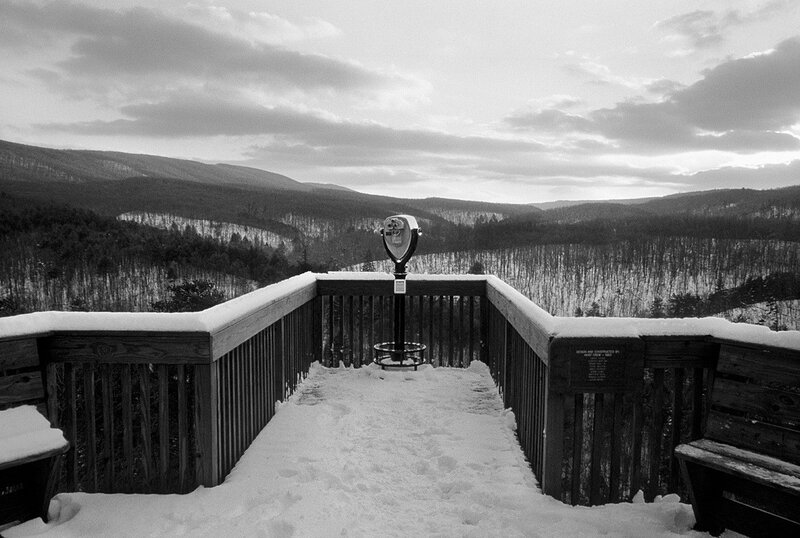 Snowy mountain overlook