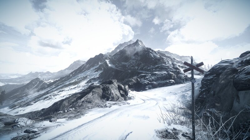 Snowy Mountain Pass — White
