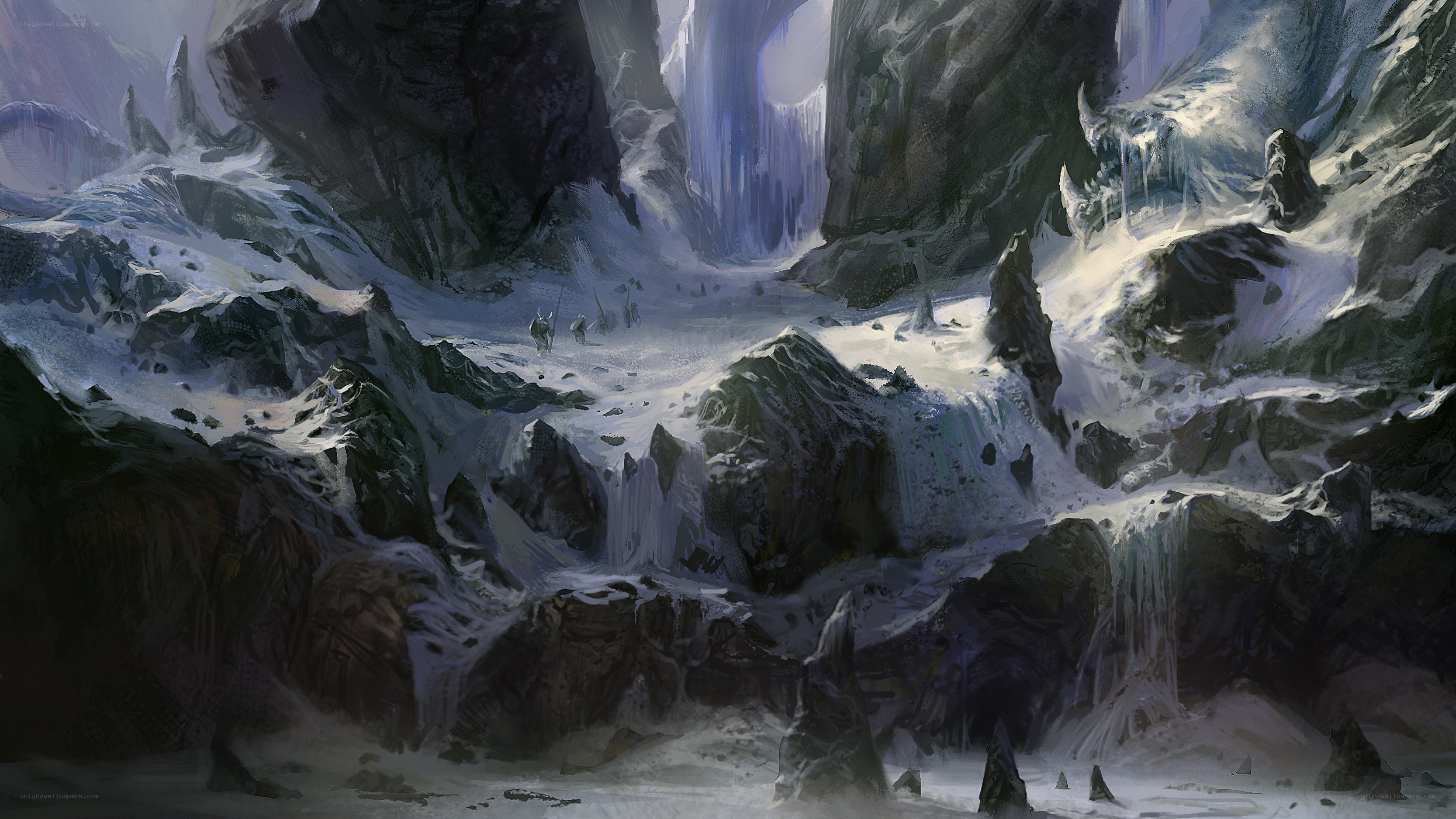 snowy mountain pass