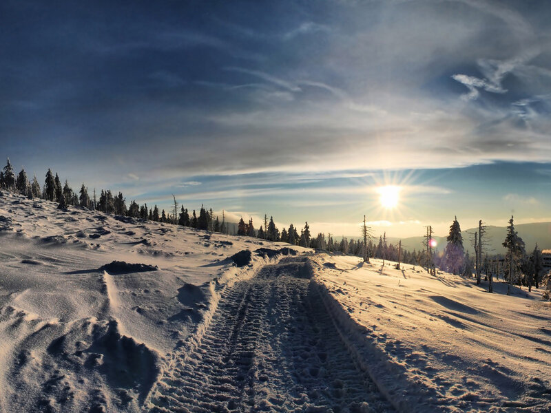Snowy Mountain Path — White