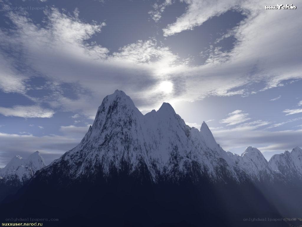 Snowy mountain peak