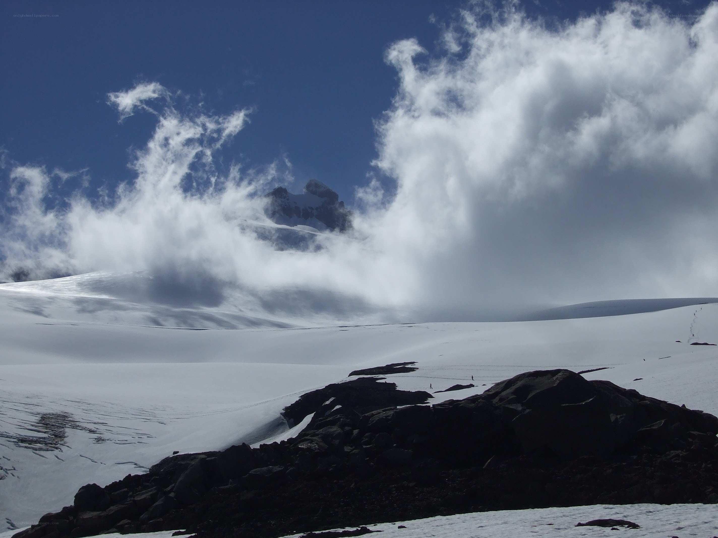 Snowy mountain peak