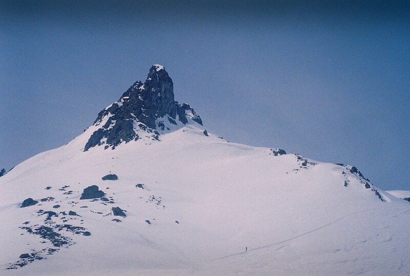 Snowy mountain peak