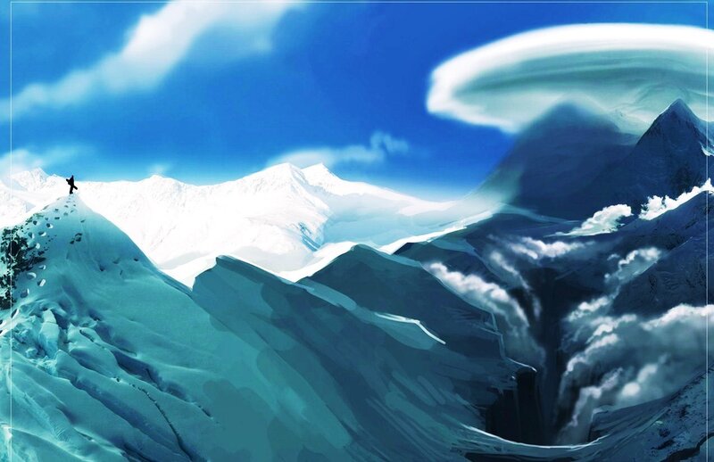 Snowy mountain peak