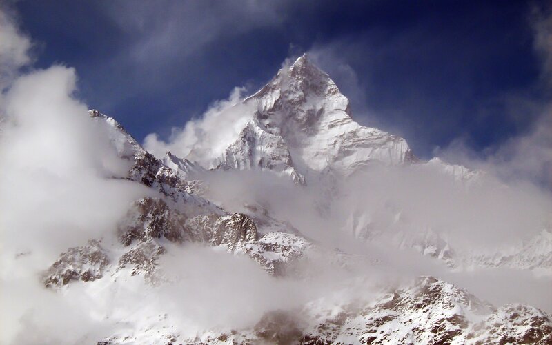 Snowy mountain peak