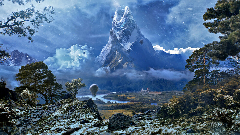 Snowy Mountain Peak — Blue, Dramatic