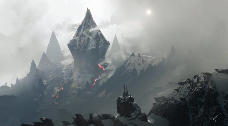 Snowy Mountain Peak — Gray