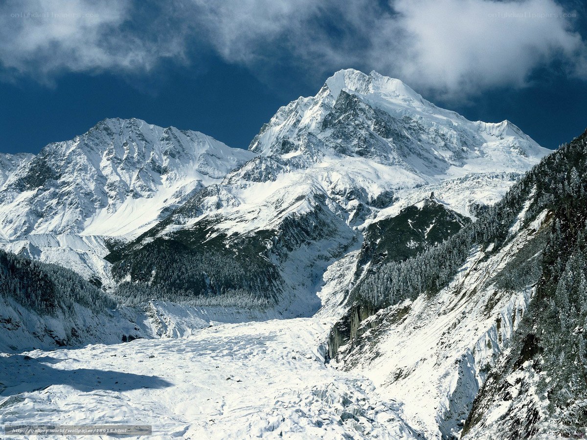 Snowy mountain peak landscape