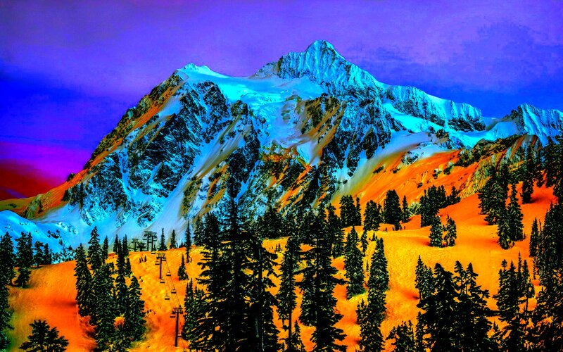 Snowy Mountain Peak — Purple