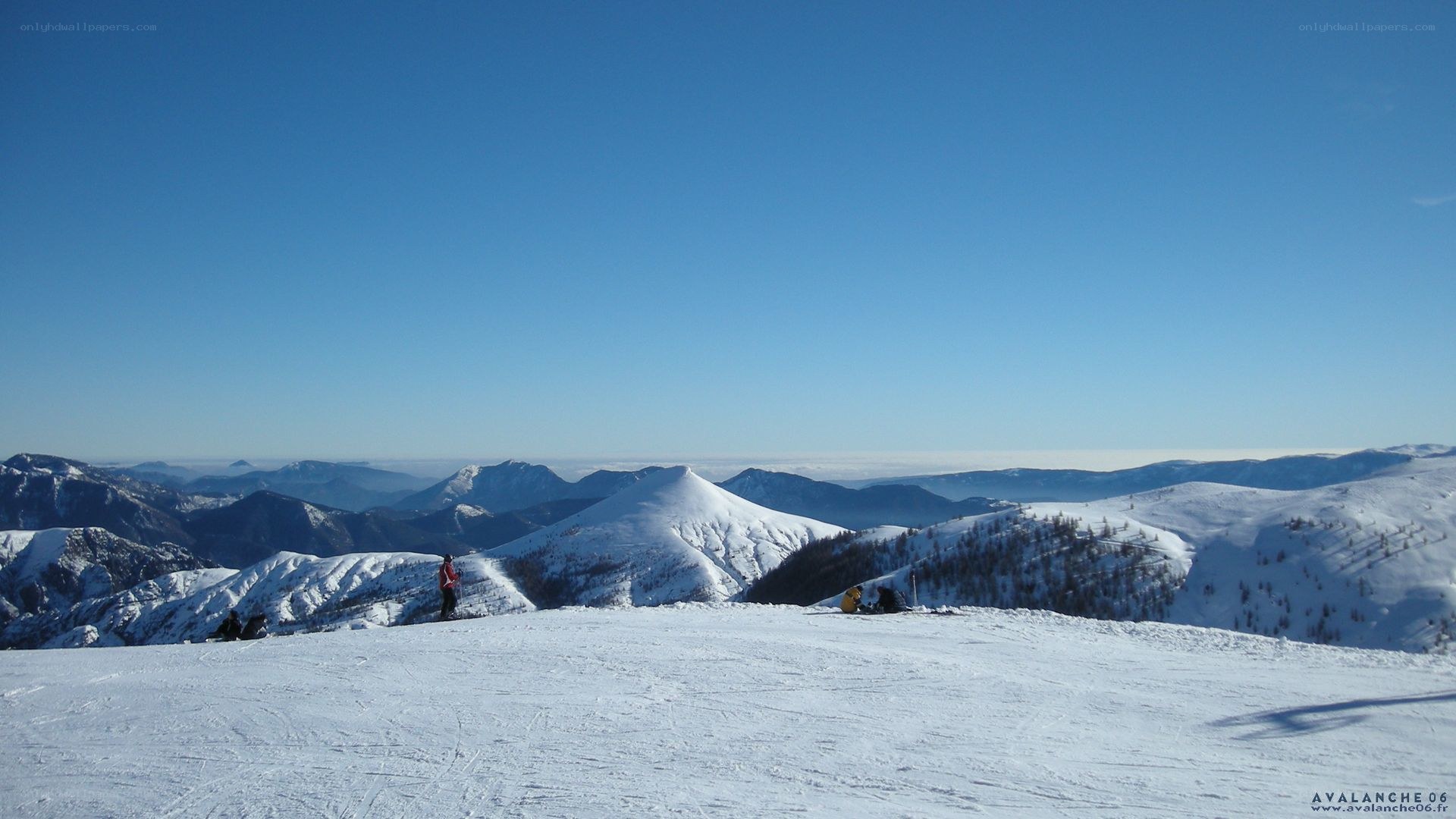 Snowy mountain peak view