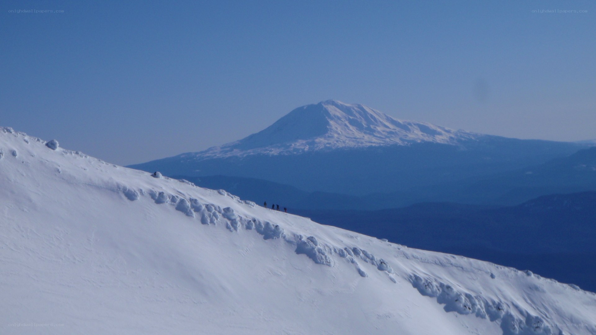 Snowy mountain peak view