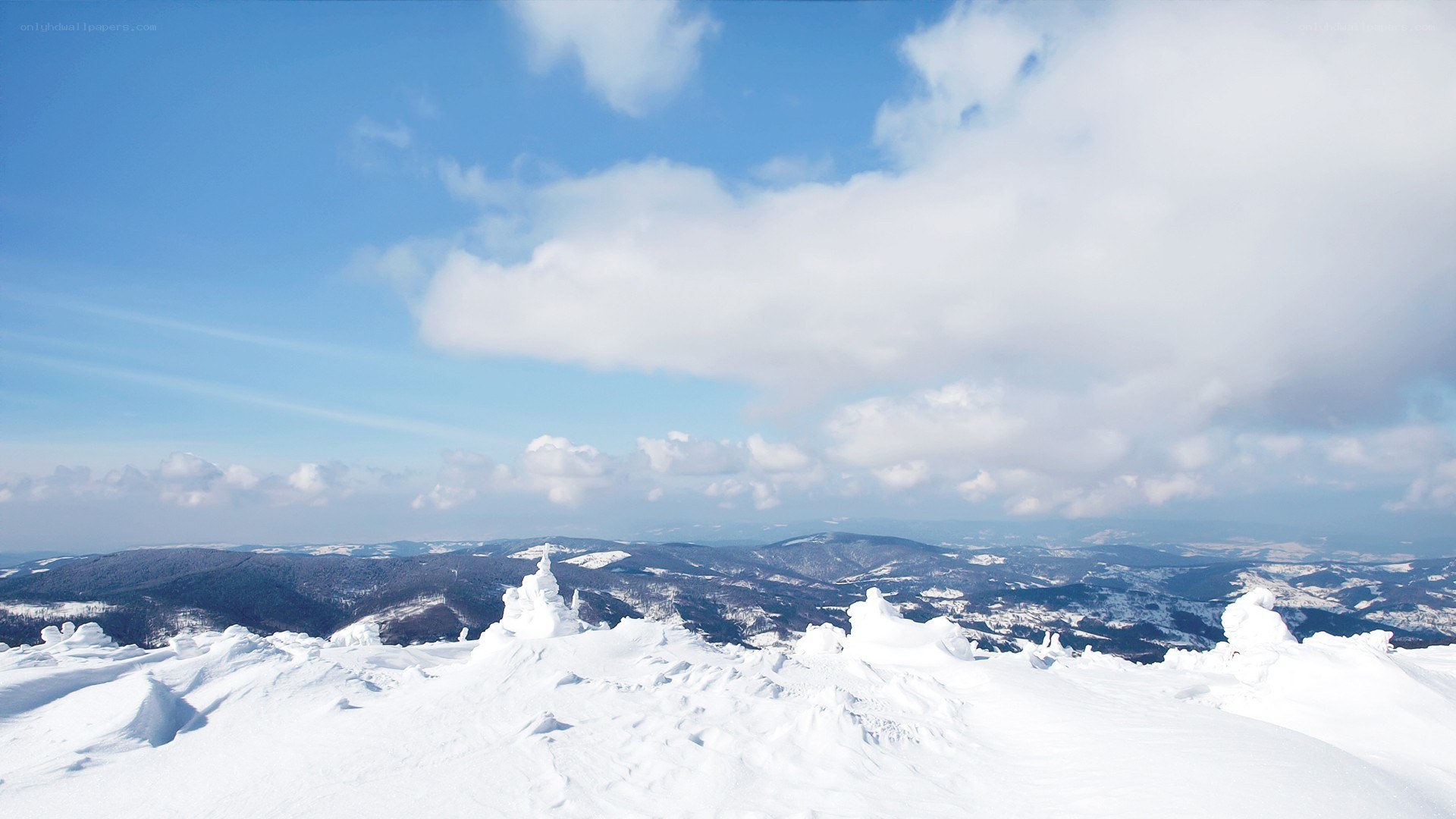 Snowy mountain peak view