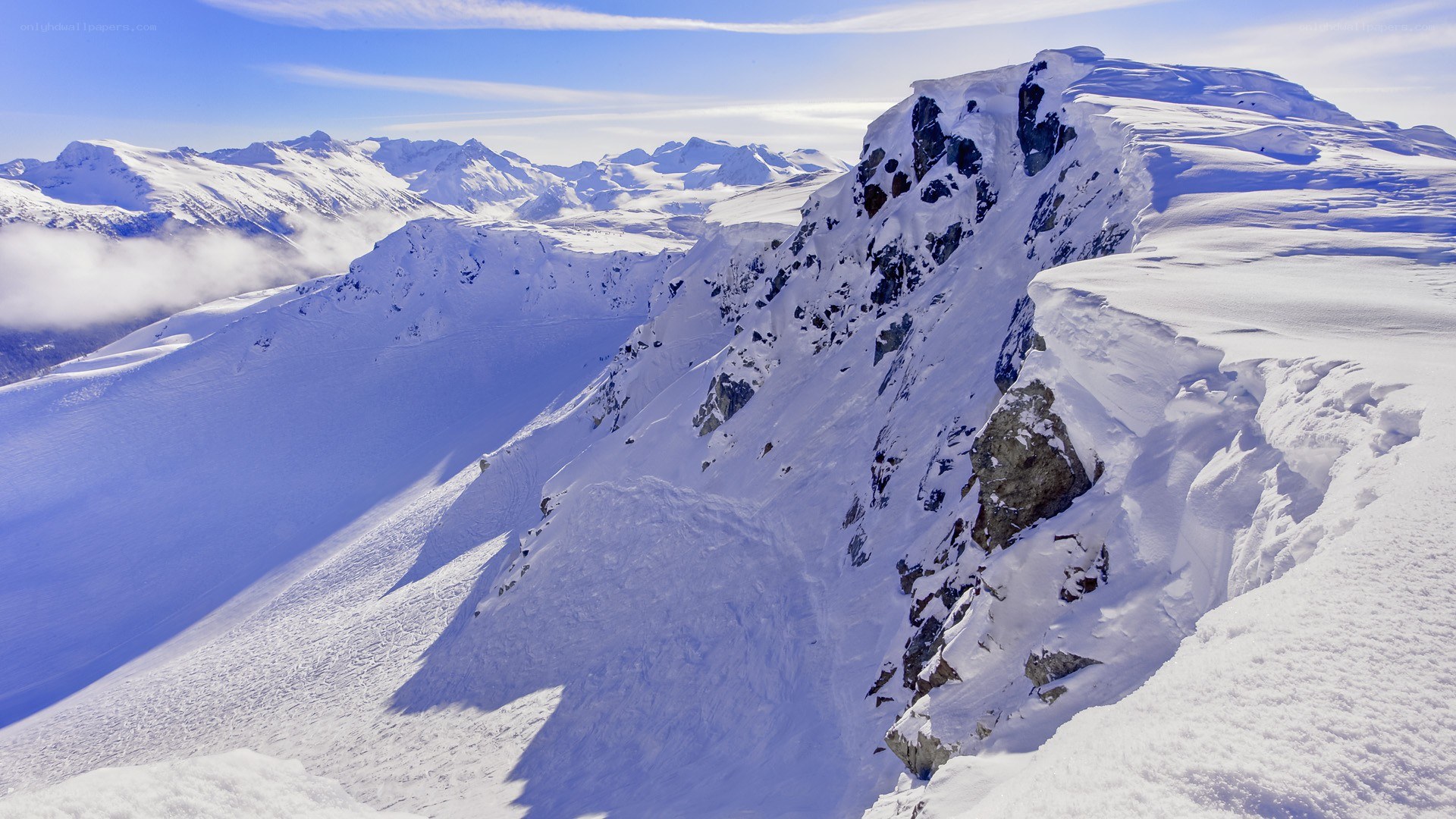 snowy mountain peak view