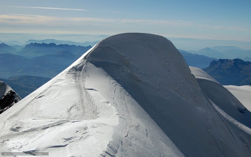 Snowy mountain peak view