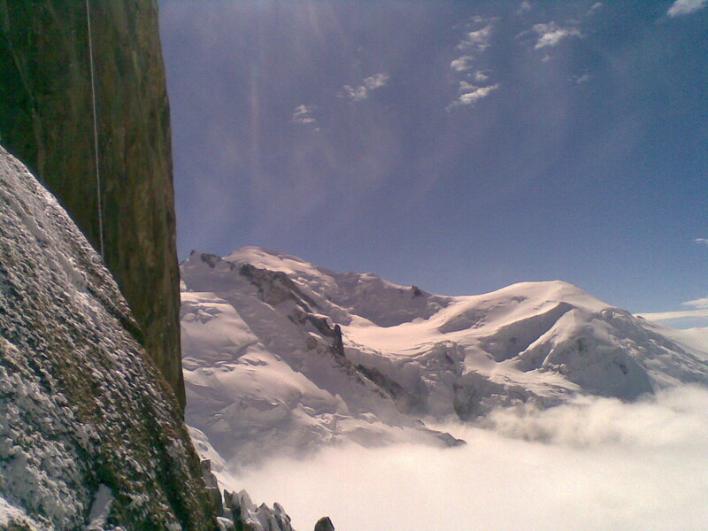 Snowy mountain peak view