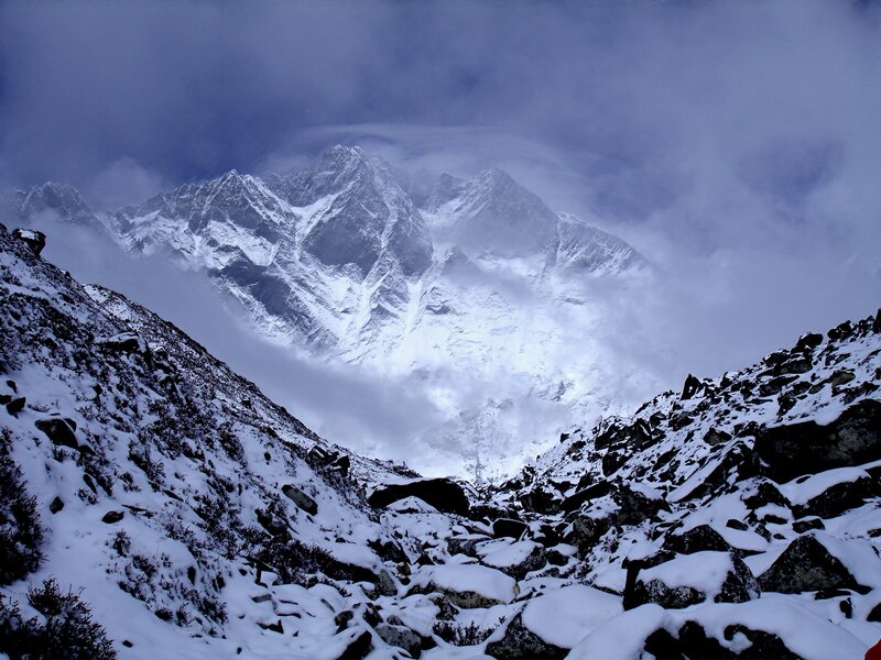 snowy mountain peak view