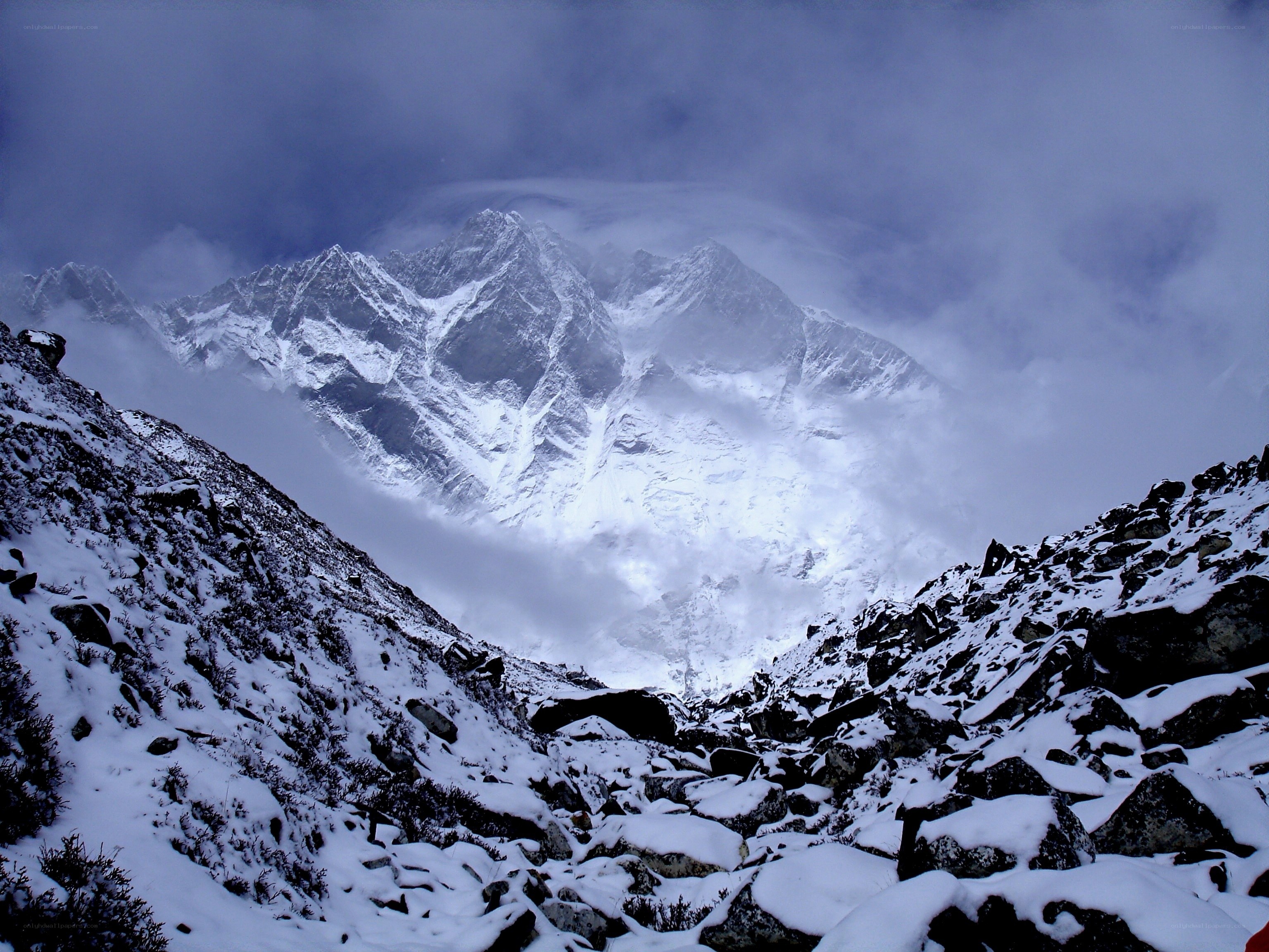 snowy mountain peak view