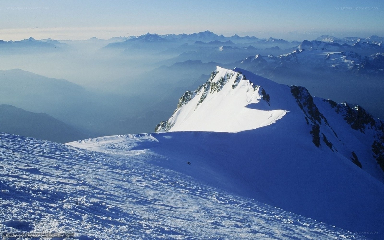 Snowy mountain peak view