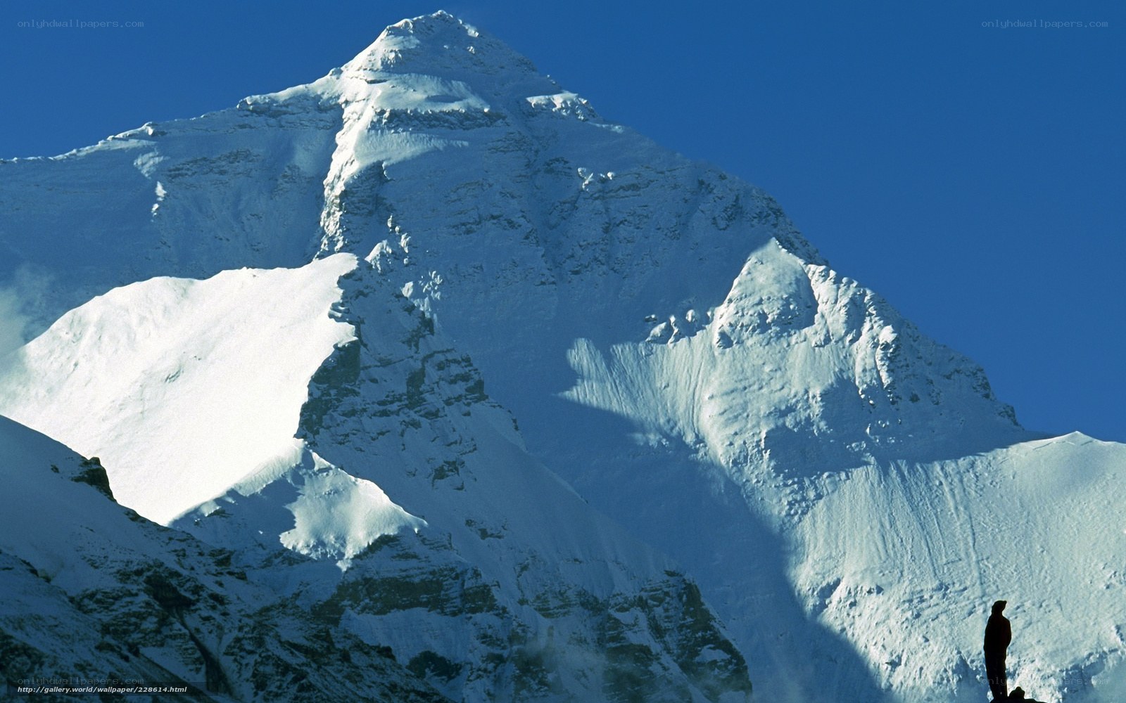 Snowy mountain peak with silhouette