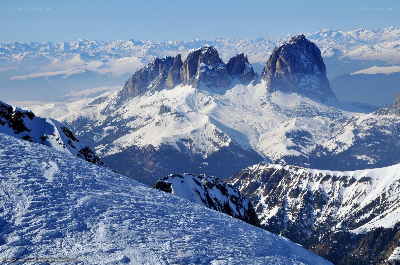 Snowy mountain peaks