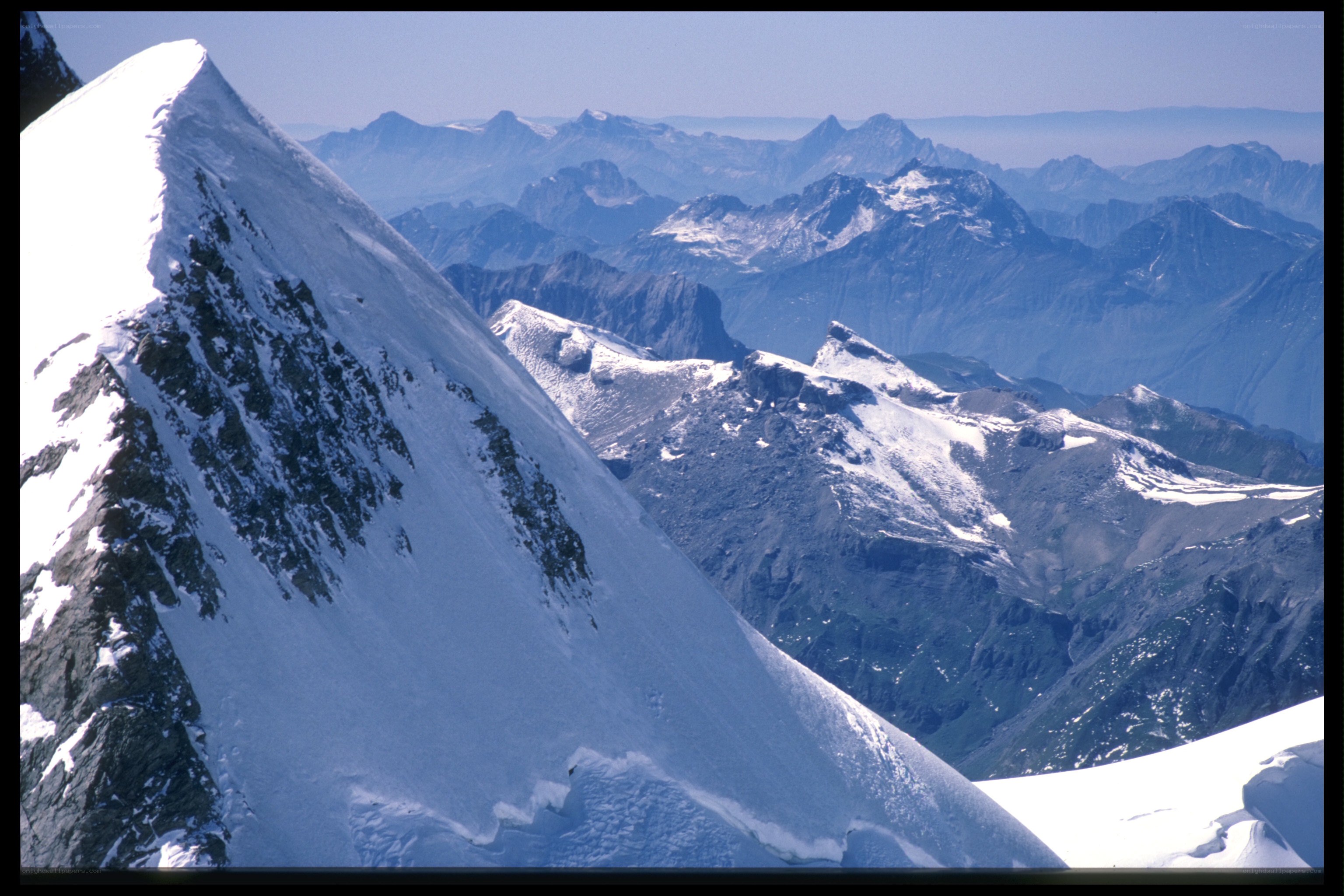 Snowy mountain peaks