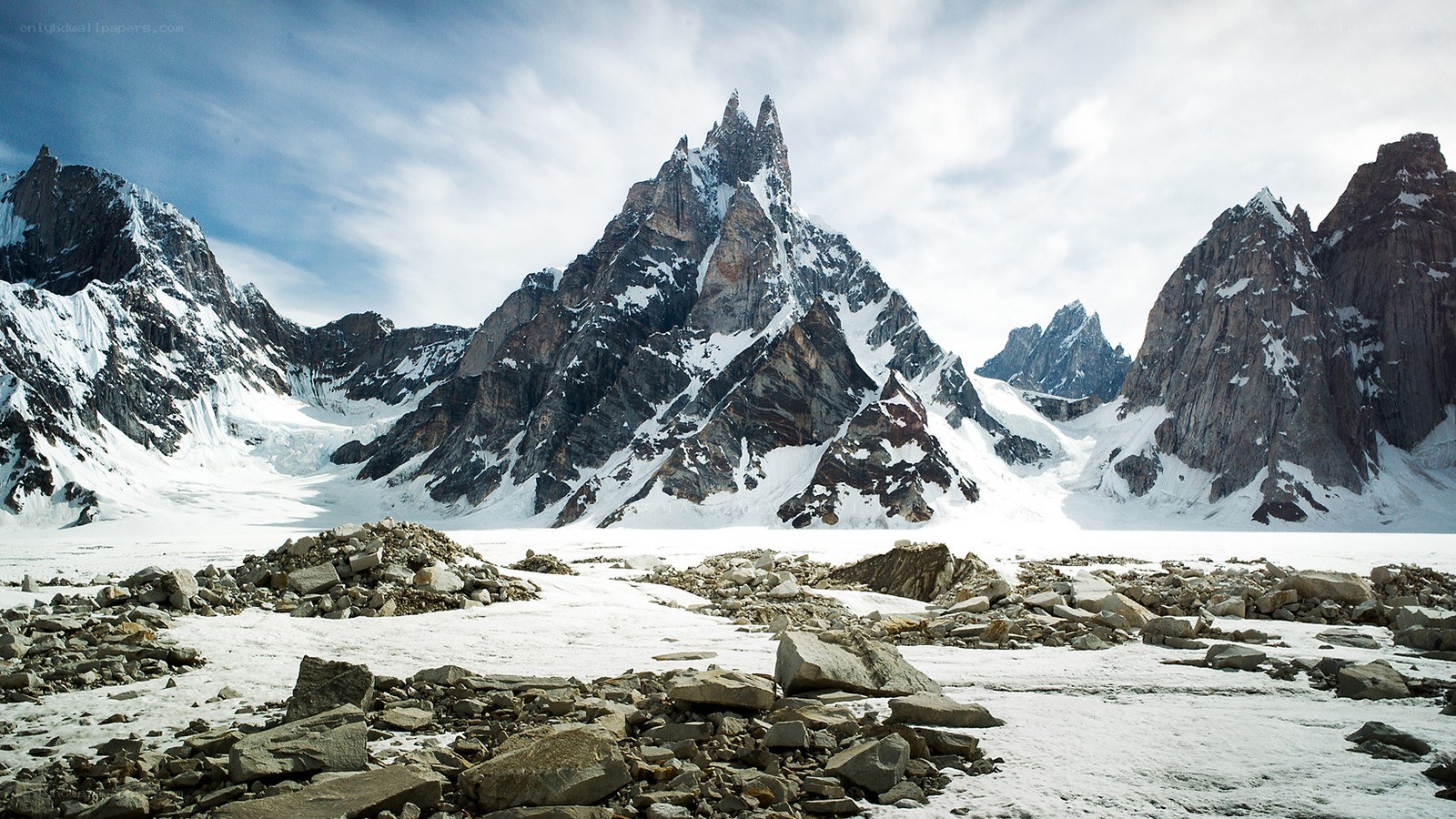 Snowy mountain peaks
