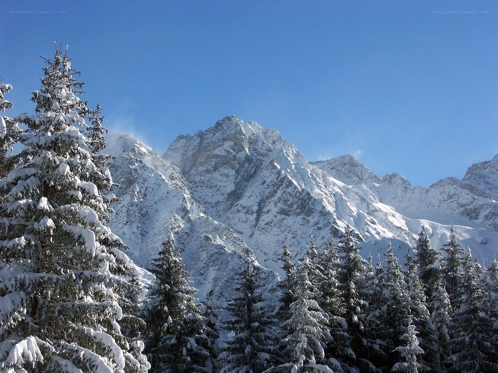 Snowy mountain peaks