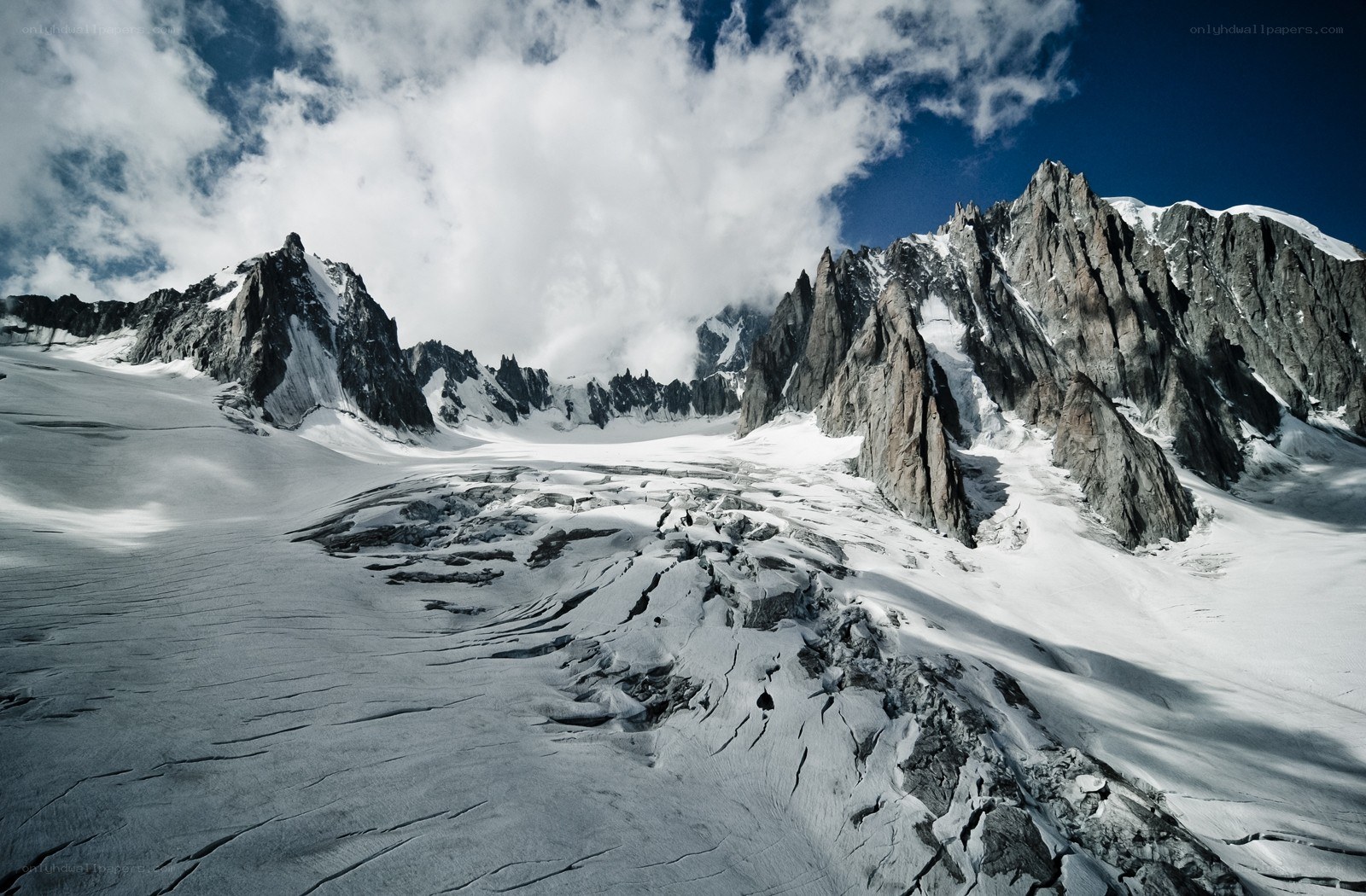 snowy mountain peaks and glacier
