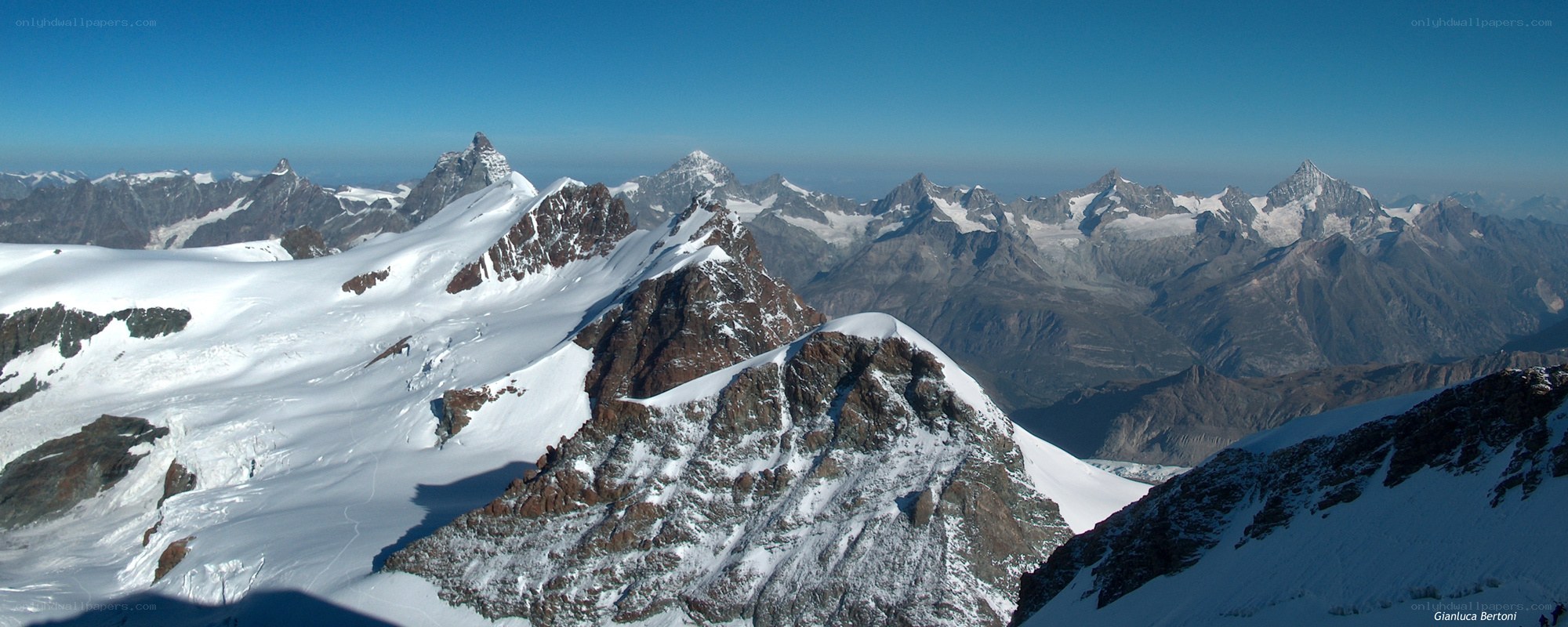 snowy mountain peaks panorama