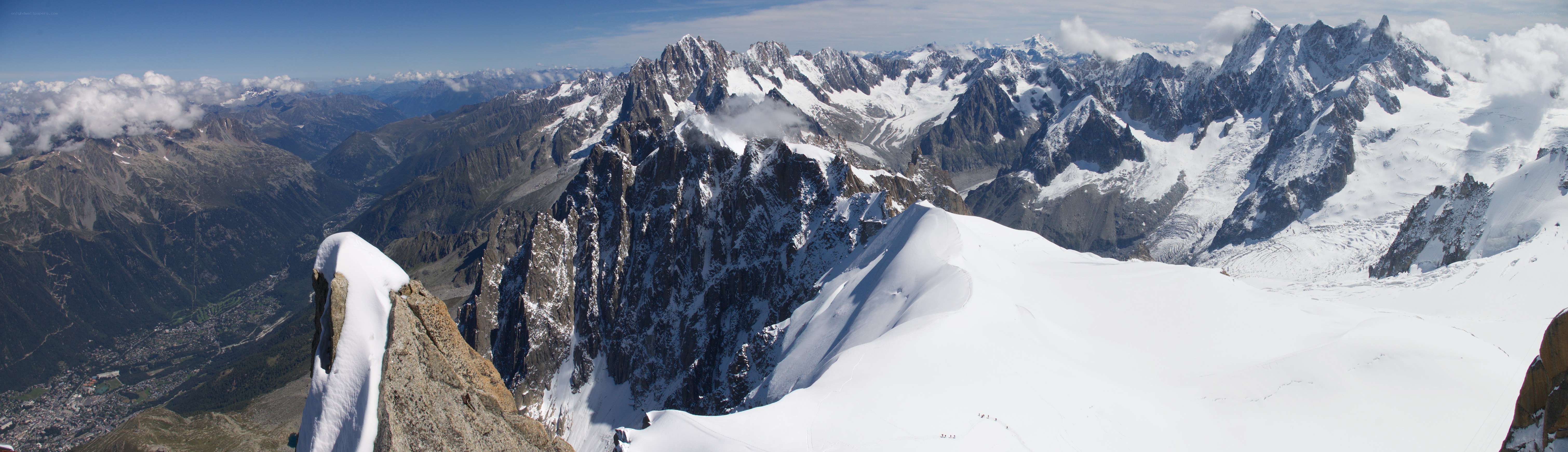 snowy mountain peaks panorama